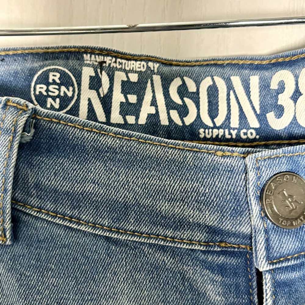 Reason Jeans Men's 38 X 33 Factory Distressed Artsy Straight Fit Tapered NWT L‎ - Picture 7 of 16